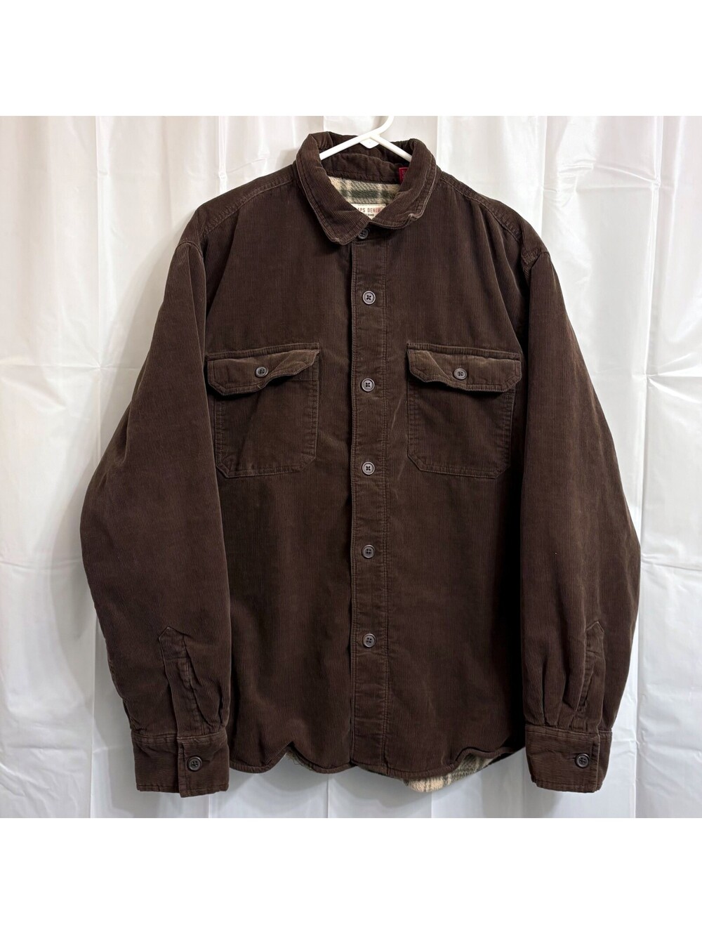 Vintage Chaps Denim Men's Corduroy Fleece Lined Jacket Large L Brown
